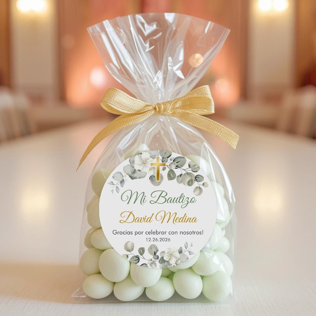Baptism Sticker Spanish Bautismo Cute Green Leaves (Creator Uploaded)