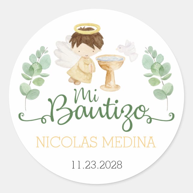 Baptism Stickers Bautizo Pegatinas Spanish Español (Front)