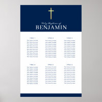 BAPTISM TABLE PLAN 6 tables modern navy Poster