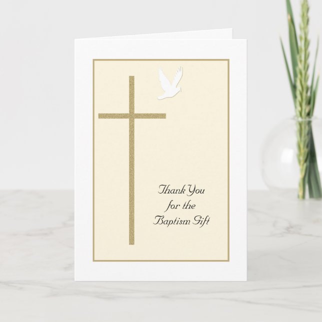 Baptism Thank You Card -- Cross and Dove (Front)