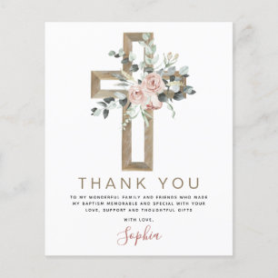 Baptism Thank You Dusty Pink Rose Christian