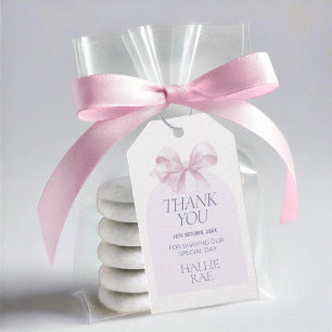 Baptism Thank You Favour Tag – Pink Bow Design