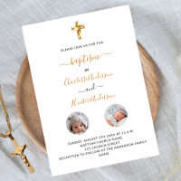Baptism twins white photo gender neutral luxury