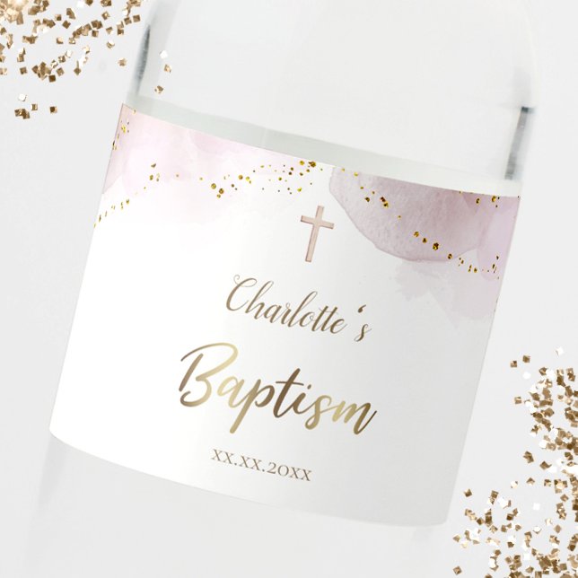 Baptism | watercolor splash water bottle label (Creator Uploaded)