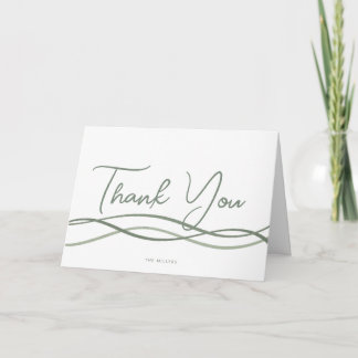 Baptism Waves Green Minimalistic Modern Thank You Card
