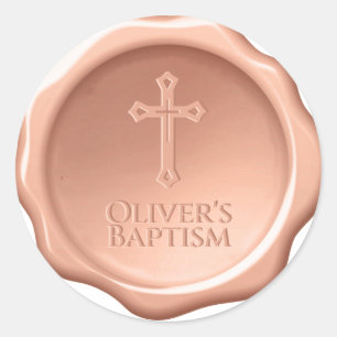 Baptism Wax Seal Brown Embossed Cross