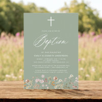 Baptism Wildflower Sage Green Script