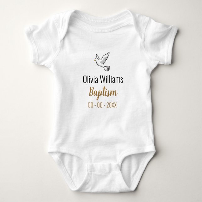 Baptism with Dove Keepsake Baby Bodysuit (Front)