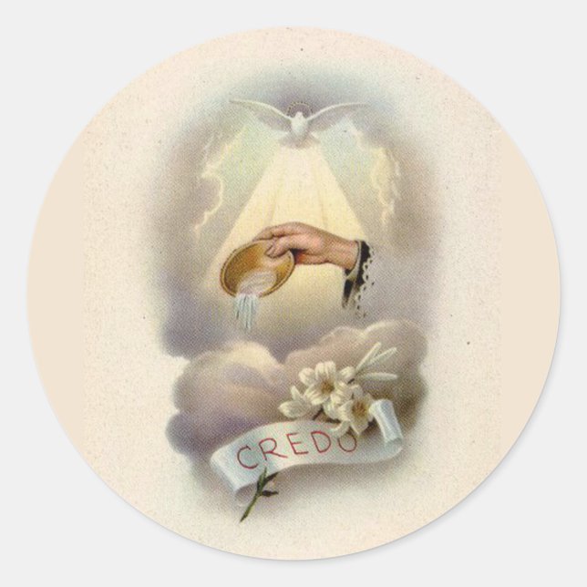 Baptismal Blessing with Holy Spirit Classic Round Sticker (Front)