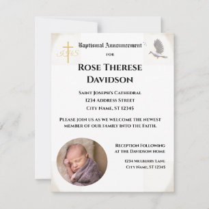 Baptismal Photo Announcement Invitation