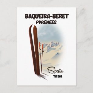Baqueira-Beret Spain ski poster. Postcard