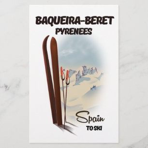 Baqueira-Beret Spain ski poster. Stationery