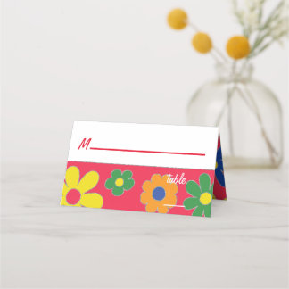 Bar an Bat Mitzvah 1960's Themed Place Card