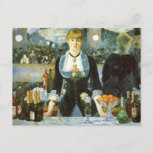 Bar at the Folies Bergere by Manet, Vintage Art Postcard
