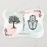 Bar Bat Bnai Hamsa Tree of Life Mitzvah Invitation