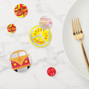 Bar Bat Mitzvah Confetti Silvery Orange & Yellows