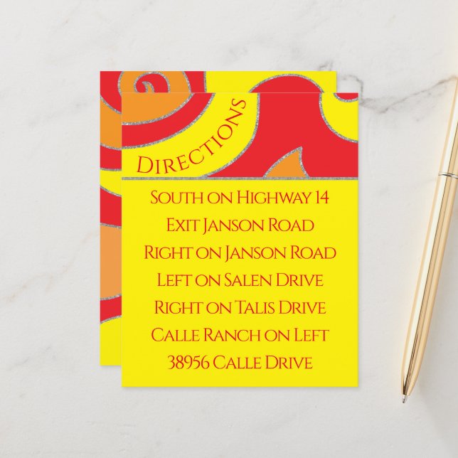 Bar Bat Mitzvah Enclosure/Direction Card Swirled (Front/Back In Situ)