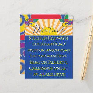 Bar Bat Mitzvah Enclosure/Direction Card Swirls