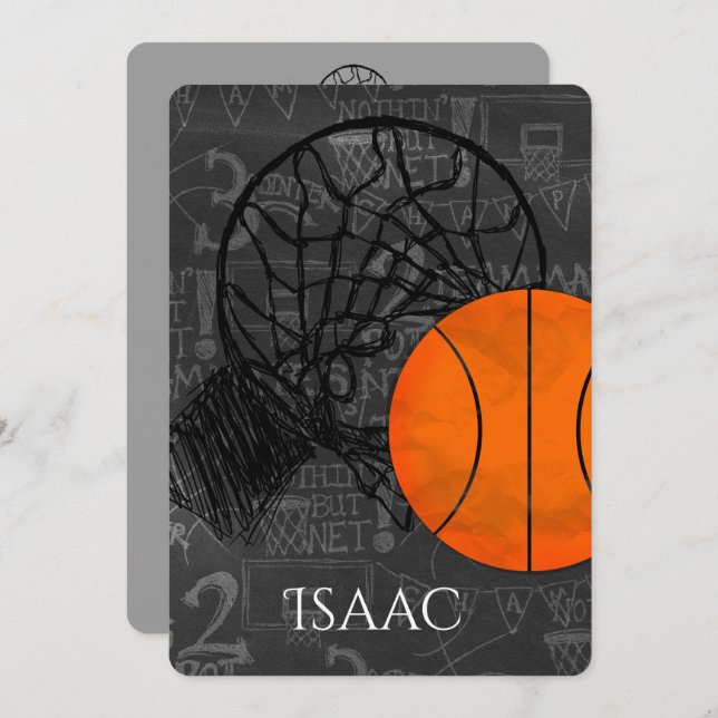 Bar Bat Mitzvah Invitation Basketball Theme (Front/Back)