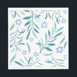 Bar Bat Mitzvah Jewish Wedding Hanukkah Watercolor Napkin<br><div class="desc">Perfect napkins for a bat mitzvah, bar mitzvah, jewish wedding, jewish holidays or other Jewish celebration! Hand made watercolor art for you! FULLY CUSTOMIZABLE! Click "edit using design tool" to add text, adjust colours and placements (or check my shop for designs with editable text). THANK YOU FOR SUPPORTING INDEPENDENT ARTISTS!...</div>