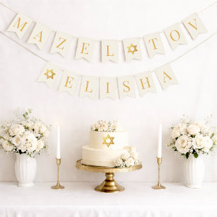 Bar Bat Mitzvah Mazel Tov Name 6 Letters Bunting