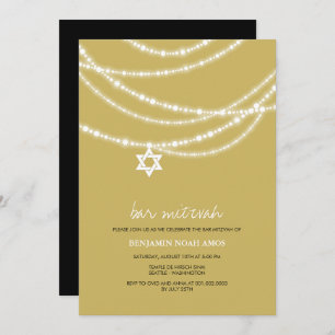 Bar / Bat Mitzvah Sparkles Star Of David Invite