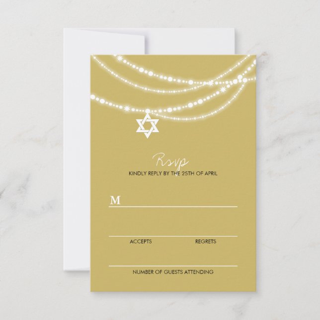Bar / Bat Mitzvah Sparkles Star Of David RSVP Card (Front)
