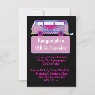 Bar Bat Mitzvah Transportation Mini Bus Card