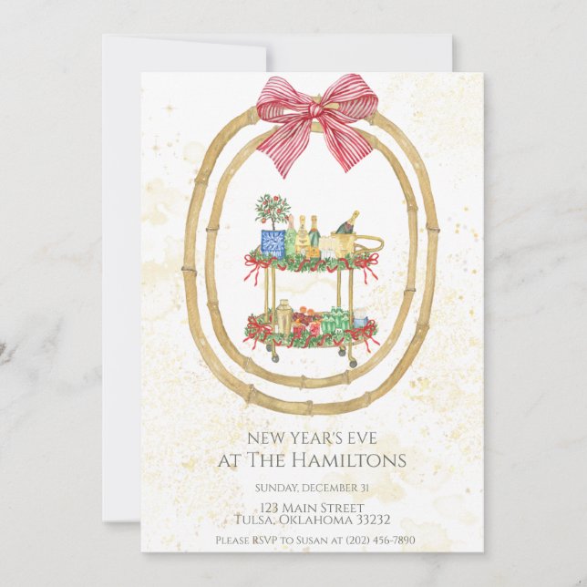 Bar Cart Bow | New Year's Eve Invitation (Front)