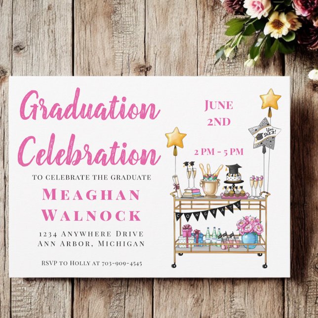 Bar Cart Graduation Party Invitation (Creator Uploaded)