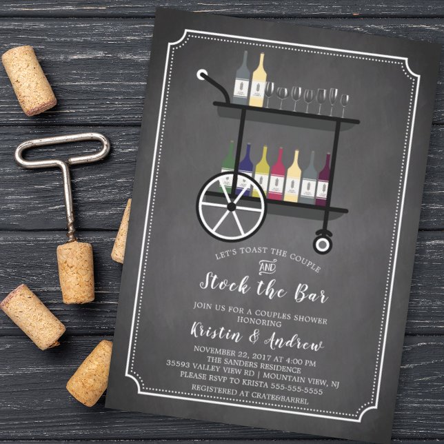 Bar Cart Stock the Bar Couples Shower Invitation (Creator Uploaded)
