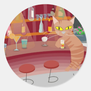 Bar cat classic round sticker