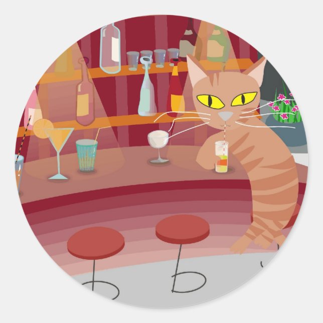 Bar cat classic round sticker (Front)