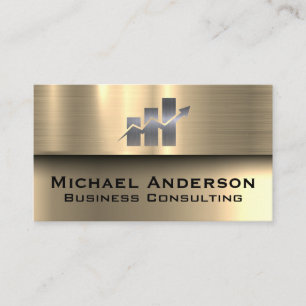 Bar Chart Financials Gold Metallic Business Card