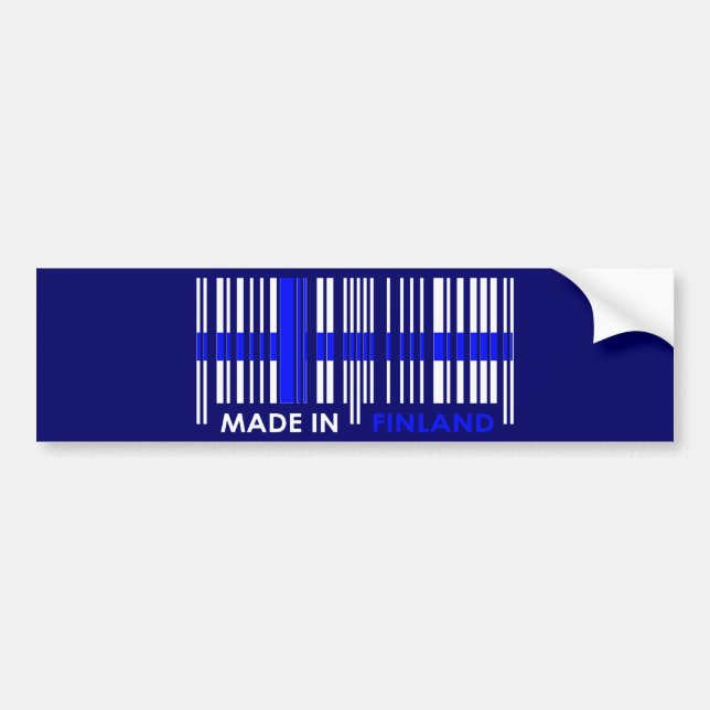 Bar Code Flag Colours FINLAND Design Bumper Sticker (Front)