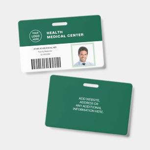 Bar Code ID Medical Healthcare Clinic Doctor Green Badge