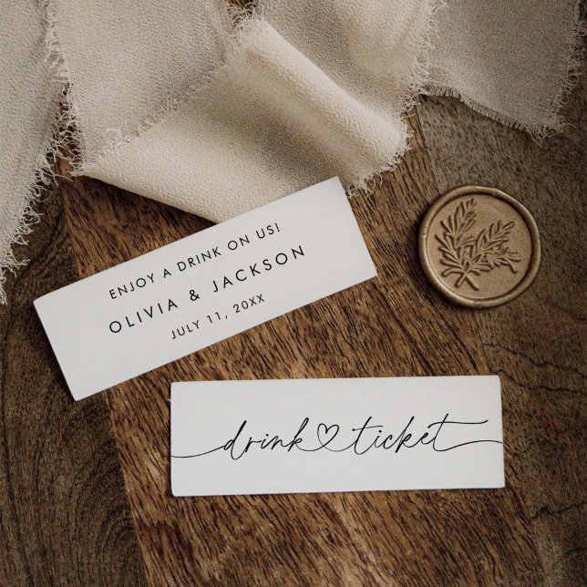 Bar Drink Ticket Wedding Beverage Token Card O100 (Creator Uploaded)