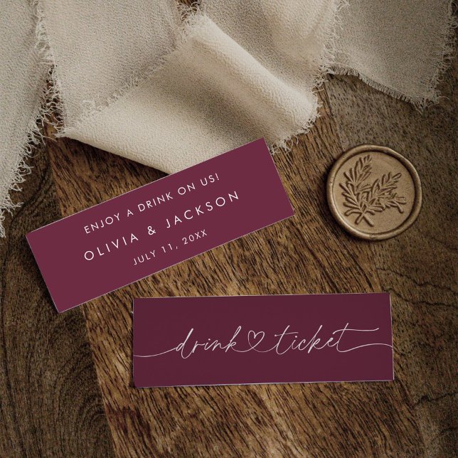 Bar Drink Ticket Wedding Beverage Token Card O100 (Creator Uploaded)