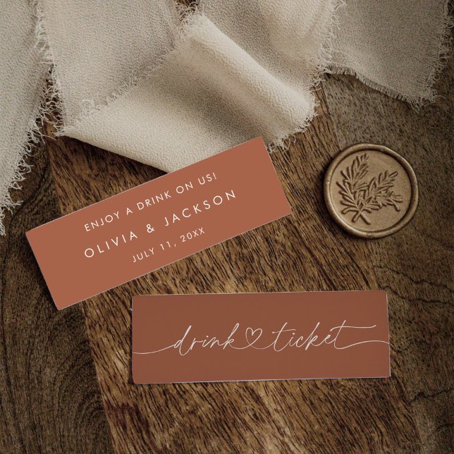 Bar Drink Ticket Wedding Beverage Token Card O100 (Creator Uploaded)