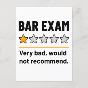 Bar Exam Funny 1 Star Very Bad Would Not Recommend Postcard