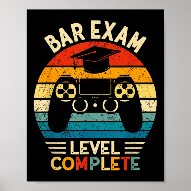 Bar Exam Level Complete Funny Lawyer Law School Gr Poster (Front)