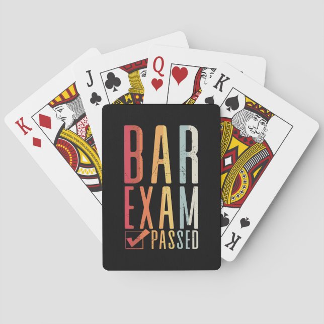 Bar Exam Passed Check Lawyer Passer Law Graduate Playing Cards (Back)
