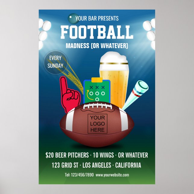 Bar Football Event Promotional add logo Poster (Front)