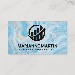 Bar graph Building Logo   Blue Marble Business C Card