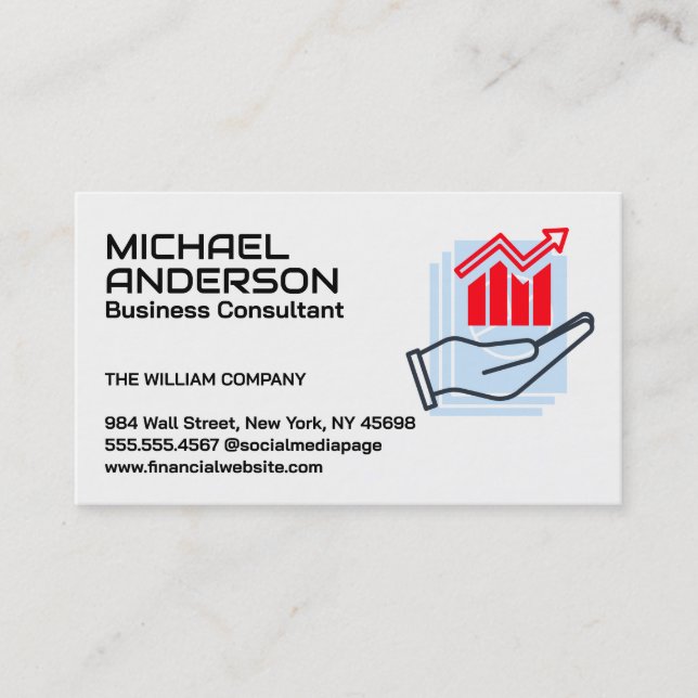Bar Graph Line Chart | Financial Tech Business Card (Front)