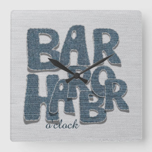 Bar Harbor Maine Denim Letter Wall Clock
