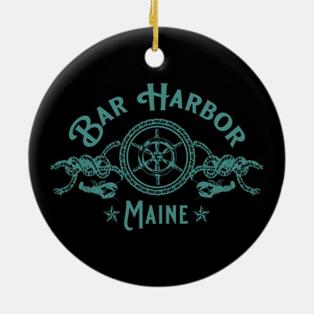 BAR HARBOR MAINE KEEPSAKE SOUVENIR HOLIDAY CERAMIC TREE DECORATION (Back)