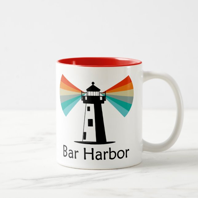 Bar Harbor Maine Lighthouse Rainbow Two-Tone Coffee Mug (Right)