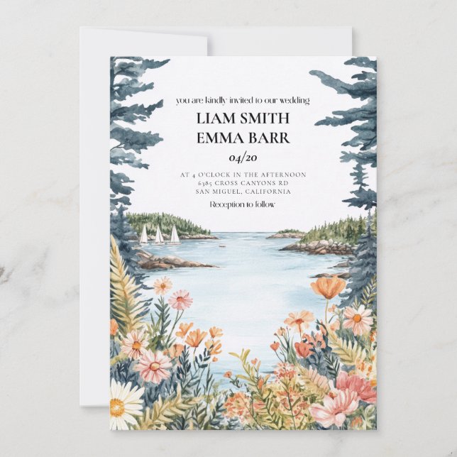 Bar Harbor Maine Wedding Invitation (Front)