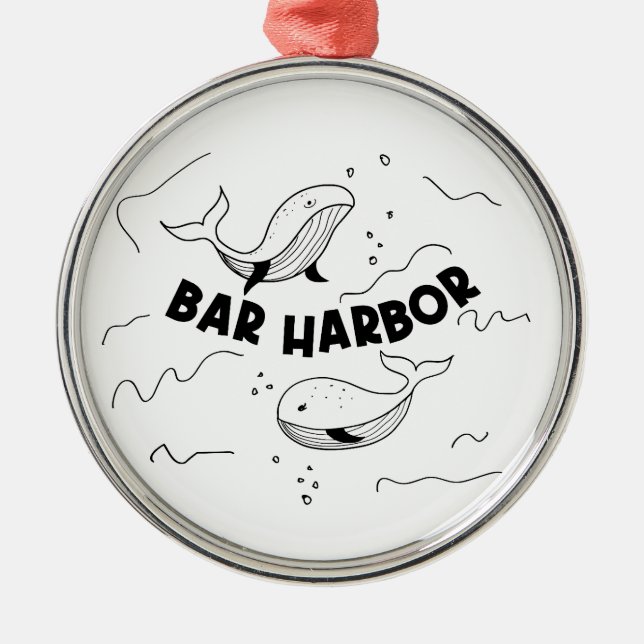 Bar Harbor Maine Whales Metal Tree Decoration (Front)